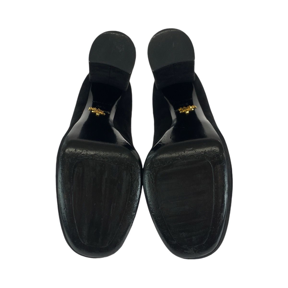 美品 PRADA プラダ ブラック 黒 ゴールド金具 スウェード パンプス 