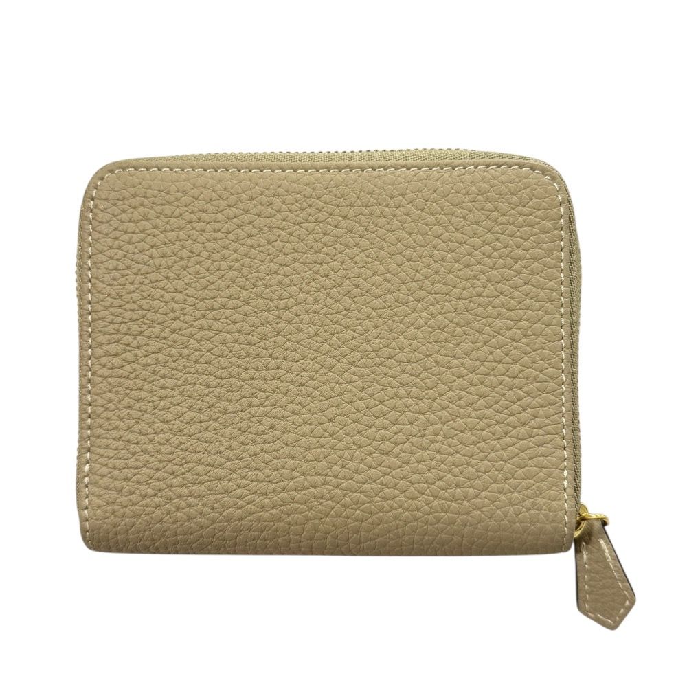 BONAVENTURA ボナベンチュラ シュリンクレザー ラウンドファスナーコンパクトウォレット カードケース グレージュ メンズ レディース 古着