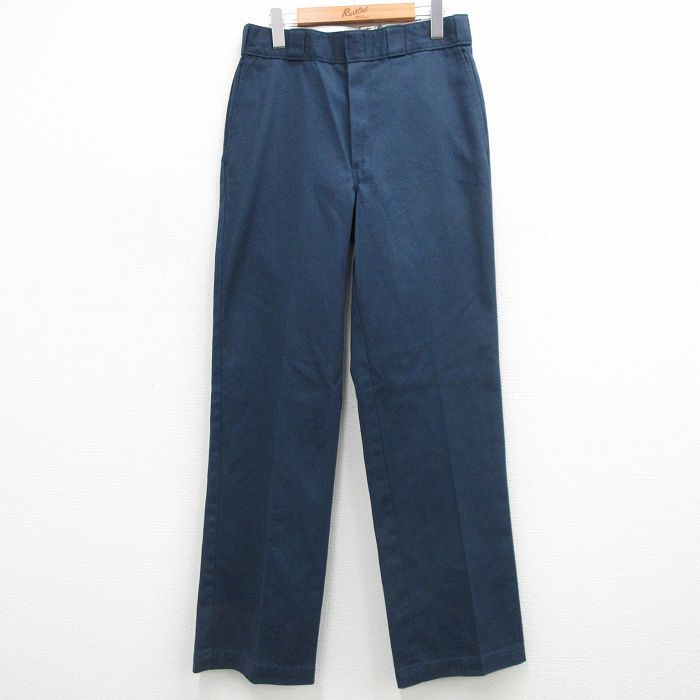 W32/古着 ディッキーズ Dickies ワーク パンツ メンズ 90s 874 タロン 紺 ネイビー 24jul31 中古 ボトムス ロング