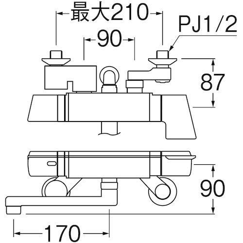 サーモシャワー混合栓 浴室用 手元ストップ オールメッキ SANEI