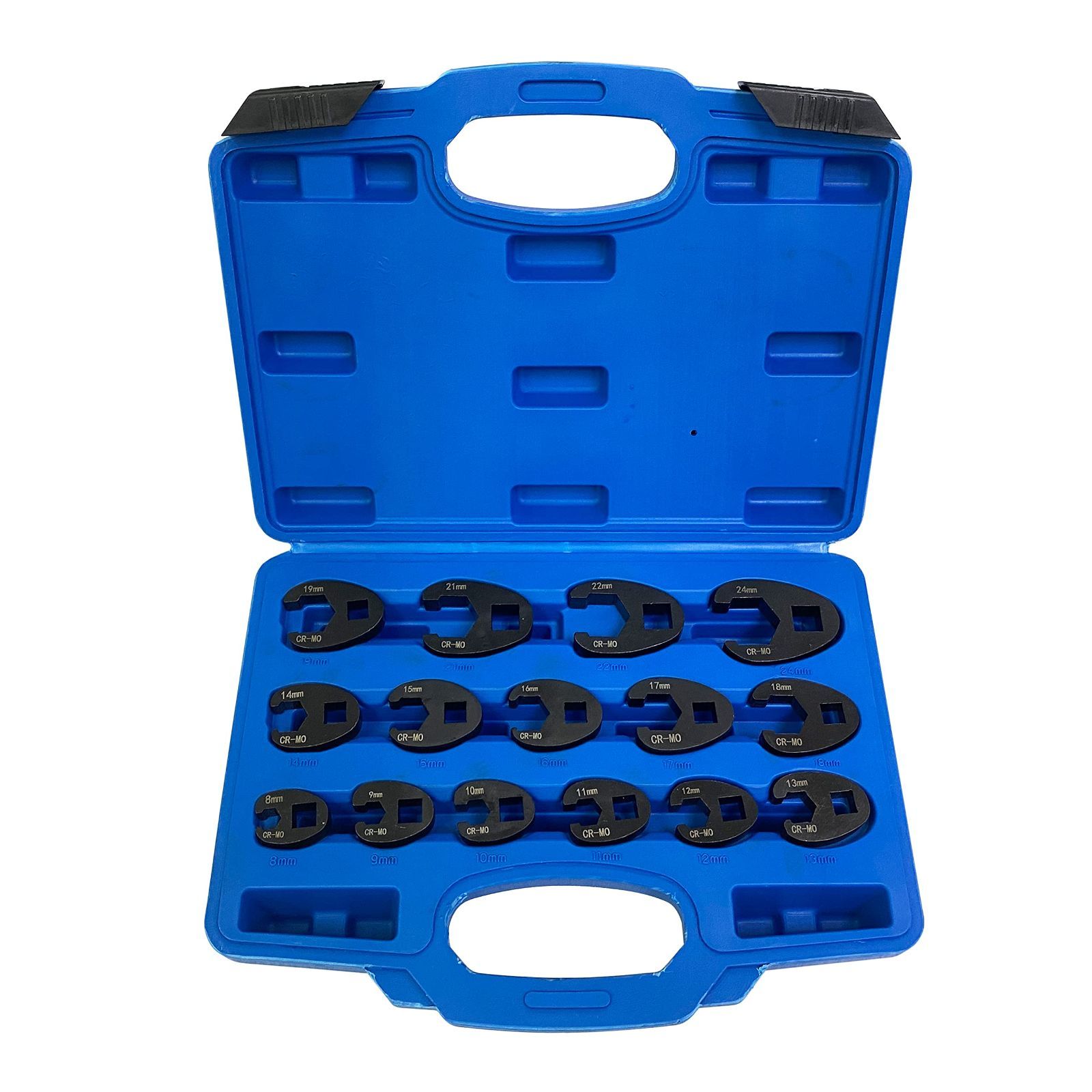 HFS R フ ナットレンチ 15点入り 8-24mm フ ナットソケット クローフットレンチセット ブレーキパイプ用 メガネレンチ 差込角9.5mm|12.7mmに対応