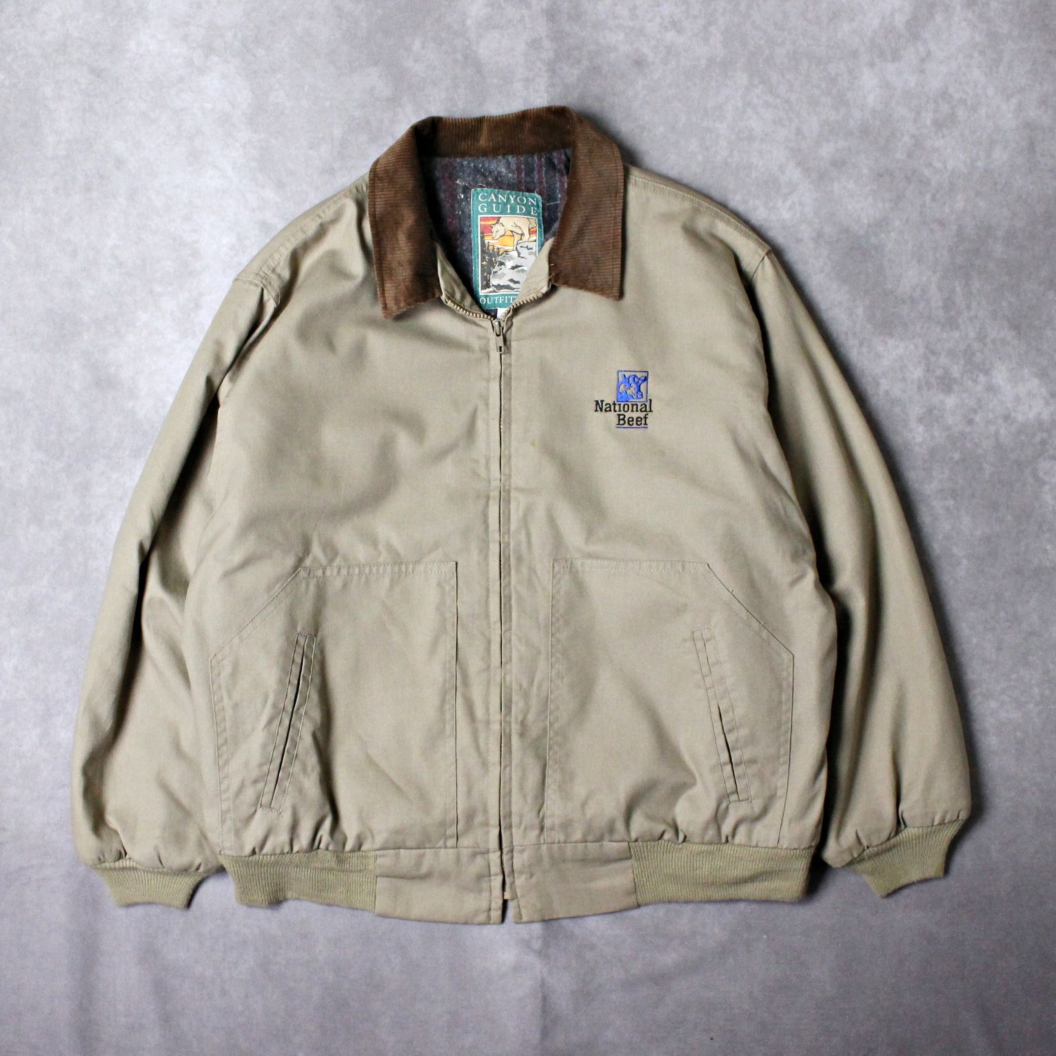 90s USA製 CANYON GUIDE 裏ブランケット コットンブルゾン 襟 
