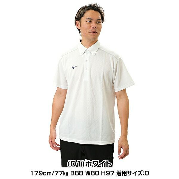 新品未使用】 種類5:(01)ホワイト/XO ポロシャツ メンズ 半袖 ミズノ 