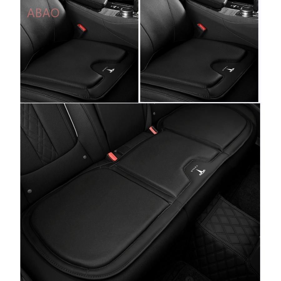  テスラ TESLAブラックシートクッション カーシートカバー 座布団2点+車の後席1点 座席クッション 車用シート保護 滑り止め ナッパレザー その他
