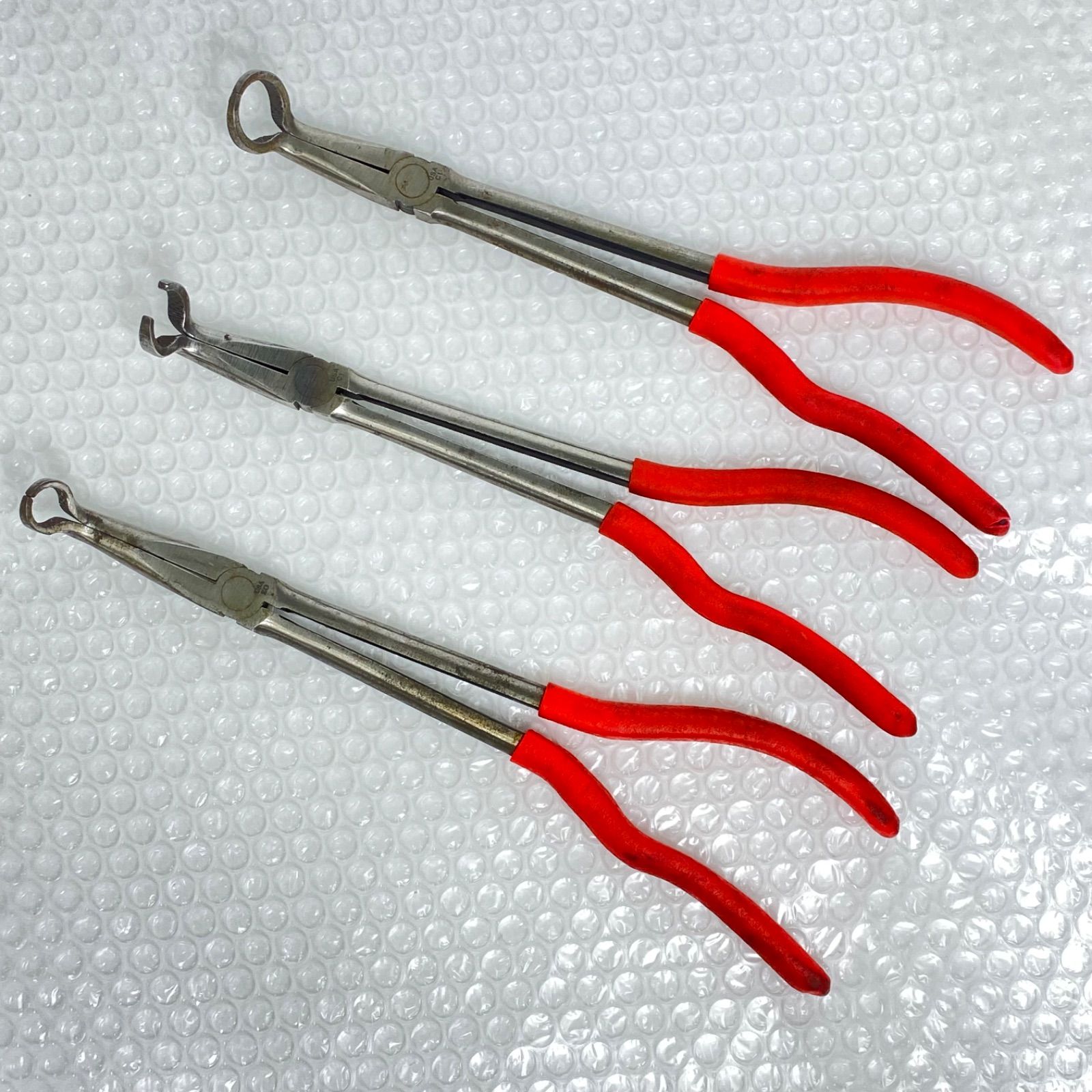 KTC ロングノーズプライヤー 3本セット PS6-305 赤グリップ 自動車整備工具 ハンドツール