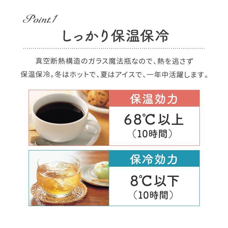 カントリーフラワー ポット まほうびん 花柄 GHD 100 電気不要 保温力 ハンディポット パッキン無し 魔法瓶 卓上ポット ガラス製 FLC 保冷 保温 1 0 L 保温ポット ピーコック ピー The peacock