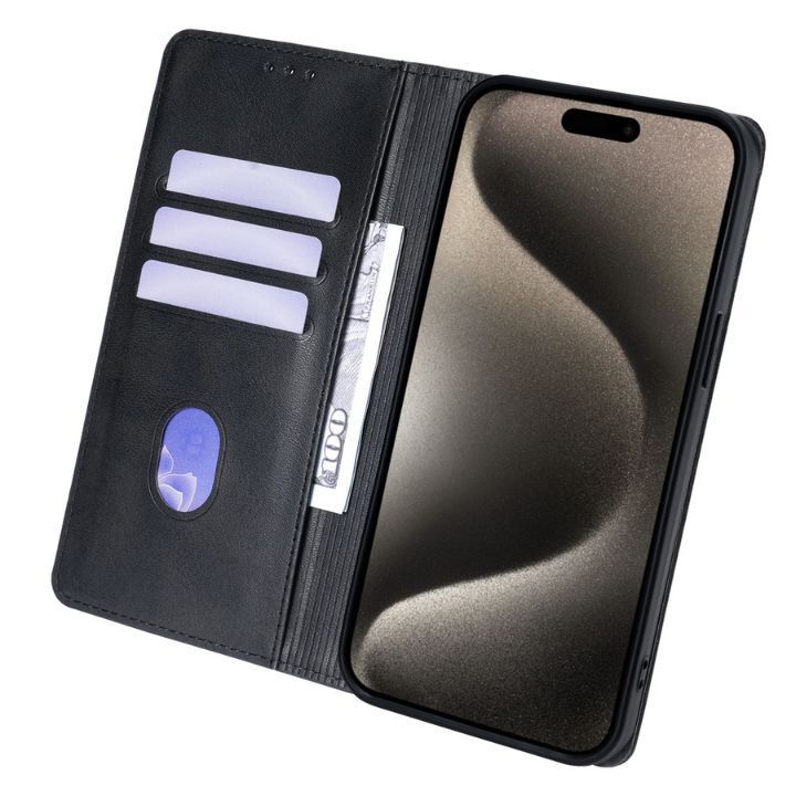 ブラック手帳型スマホケース