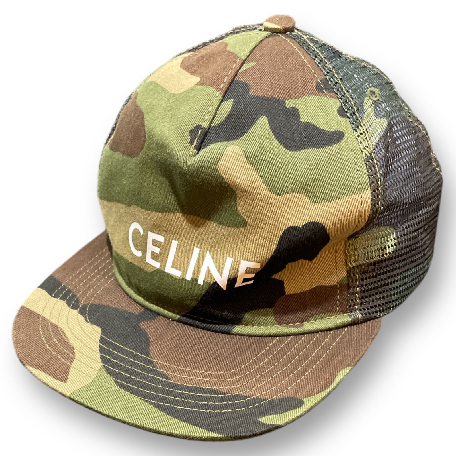 レビュー高評価の商品 国内正規 CELINE メッシュ 帽子 迷彩 キャップ カモフラ ロゴ 帽子