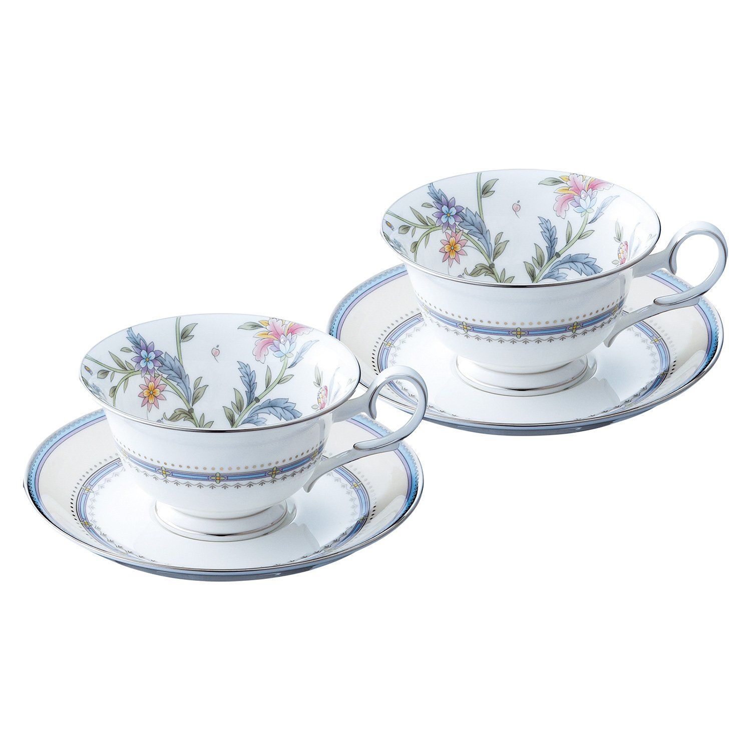 コーヒー ティー ペアセット 兼用 ソーサー 215cc ジャルダン - フルーリ カップ 2客 ノリタケ ボーンチャイナ Noritake P50717A|4910