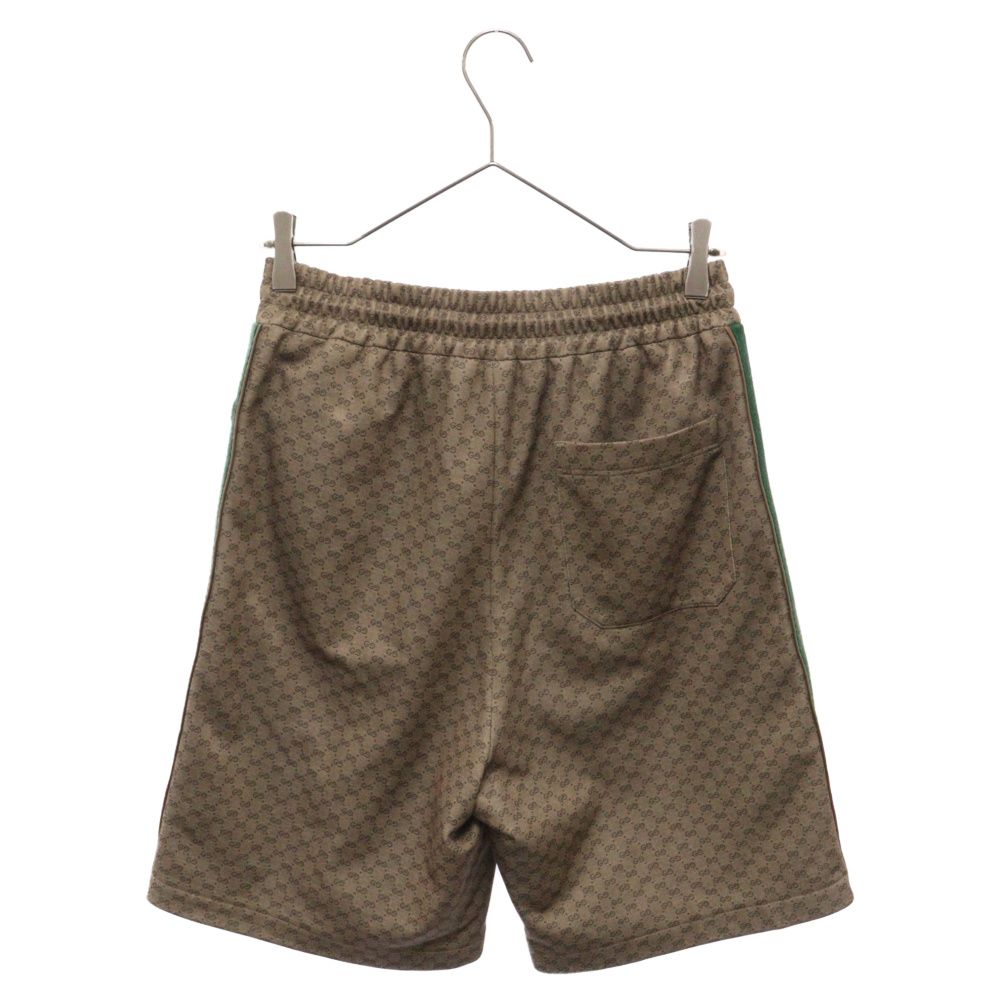 GUCCI (グッチ) GG Technical Jersey Shorts GGテクニカルジャージショーツ ショートパンツ ハーフパンツ  総柄GGロゴ サイドライン ブラウン 654762 XJDFB - メルカリ