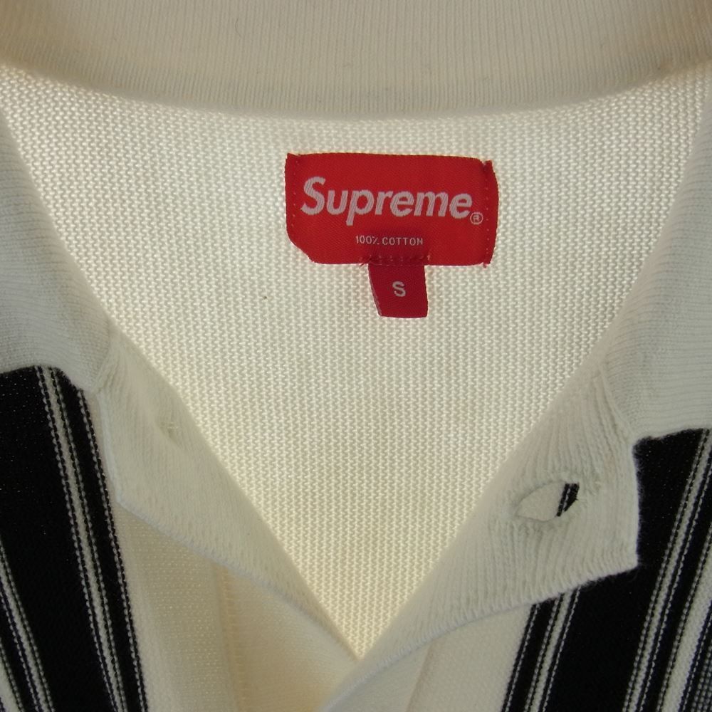 Supreme シュプリーム ポロシャツ 22SS Stripe Button Up Polo ストライプ ボタンアップ ニット 半袖 ポロシャツ  オフホワイト系 ブラック系 S【中古】 - メルカリ