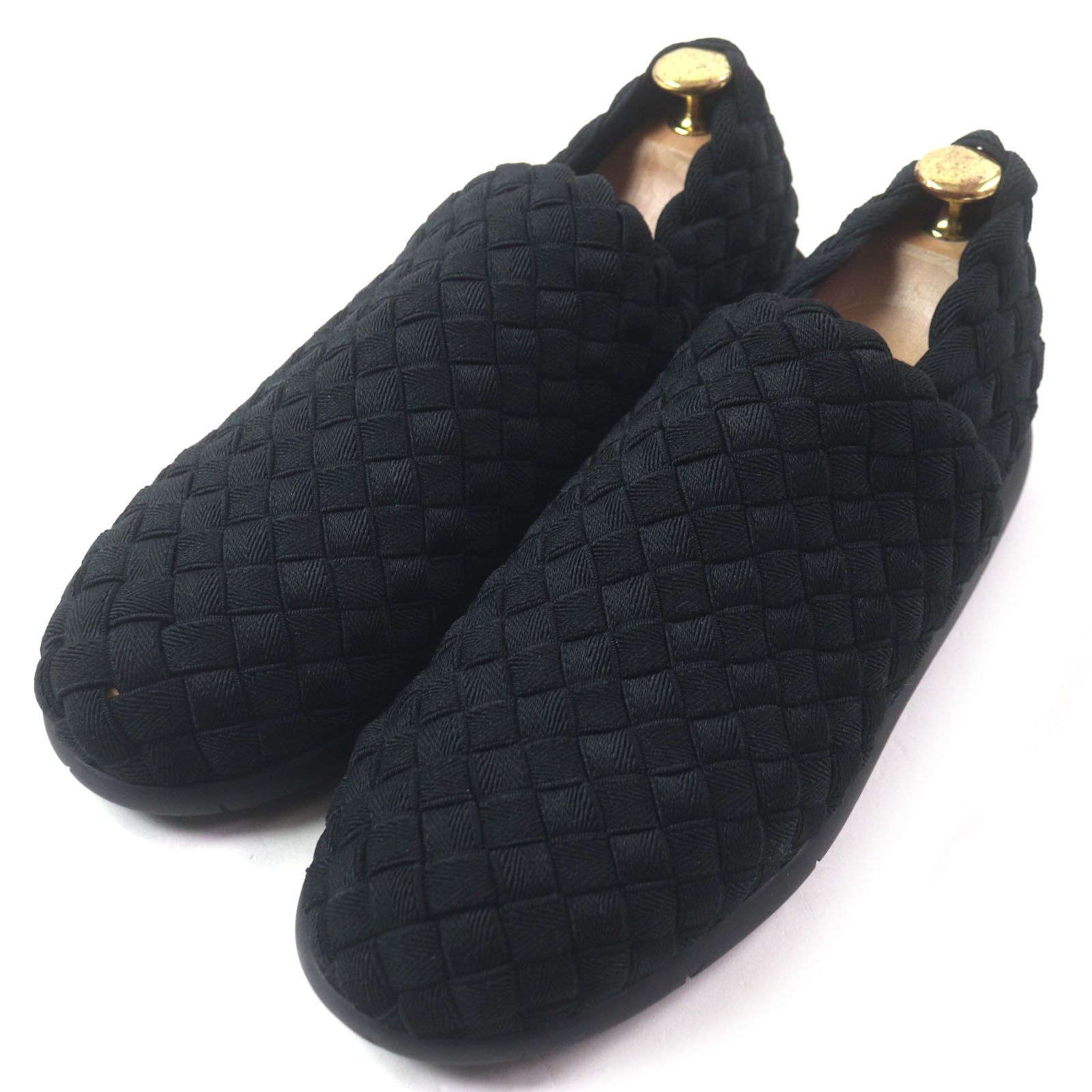 BOTTEGAVENETA ボッテガヴェネタ 651271 イントレチャート スニーカー ファブリック スリッポン ブラック 41 保存袋付き イタリア製 メンズ