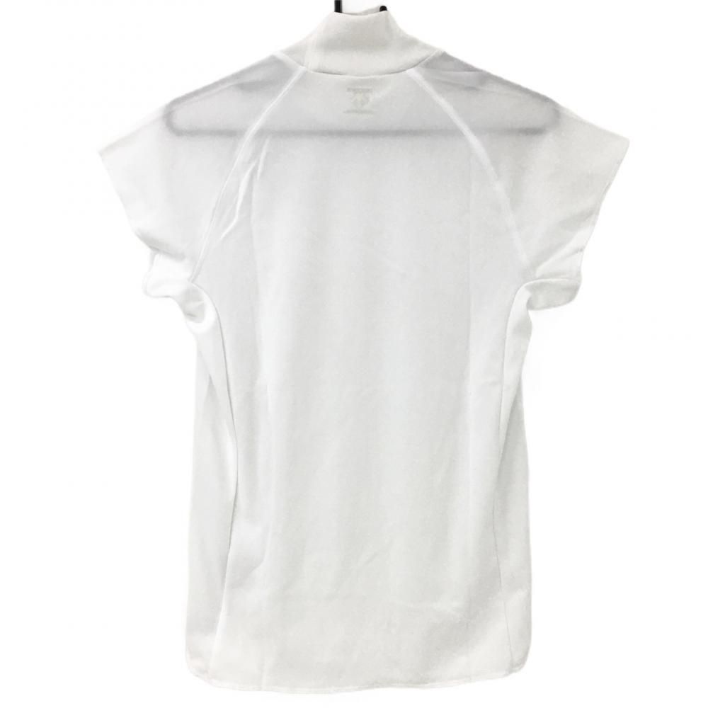 【新品】デサント 半袖ハイネックシャツ 白 UVカット 3次元吸汗拡散素材 透け防止生地 メンズ S ゴルフウェア DESCENTE