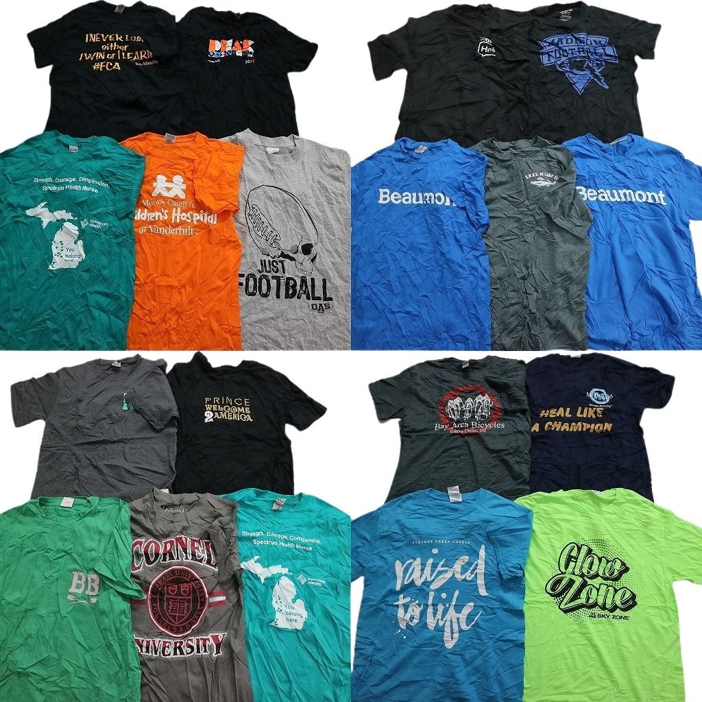 古着卸 まとめ売り カラーmix プリント 半袖Tシャツ 19枚セット (メンズ S ) ワンポイント イラスト 英字ロゴ MS5448