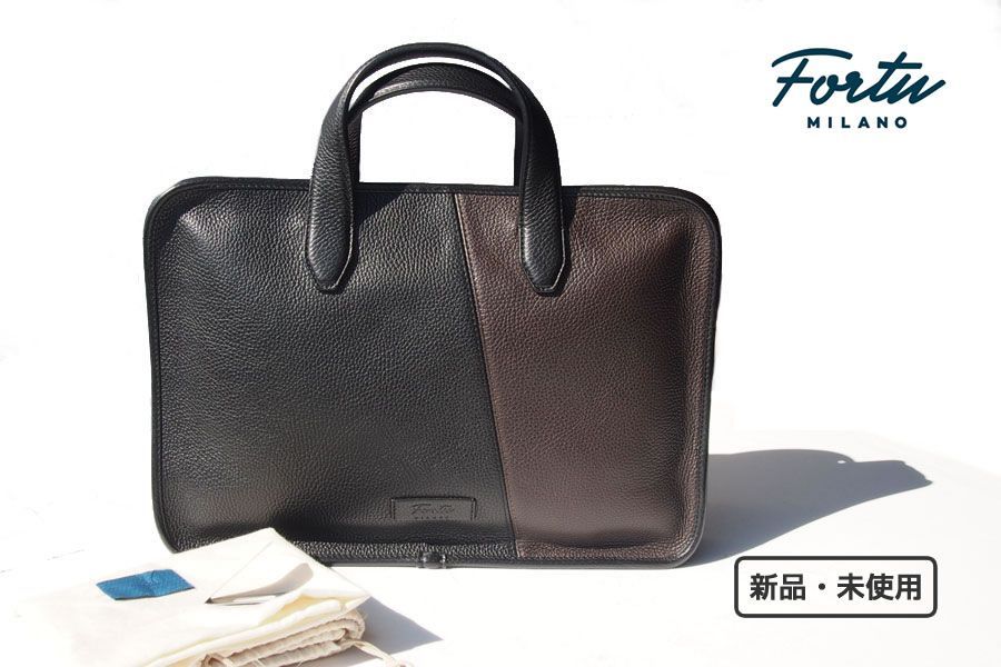 新品｜未使用｜フォルツ｜Fortu milano｜RENZO BRIEFCASE｜バイカラーレザーブリーフケース