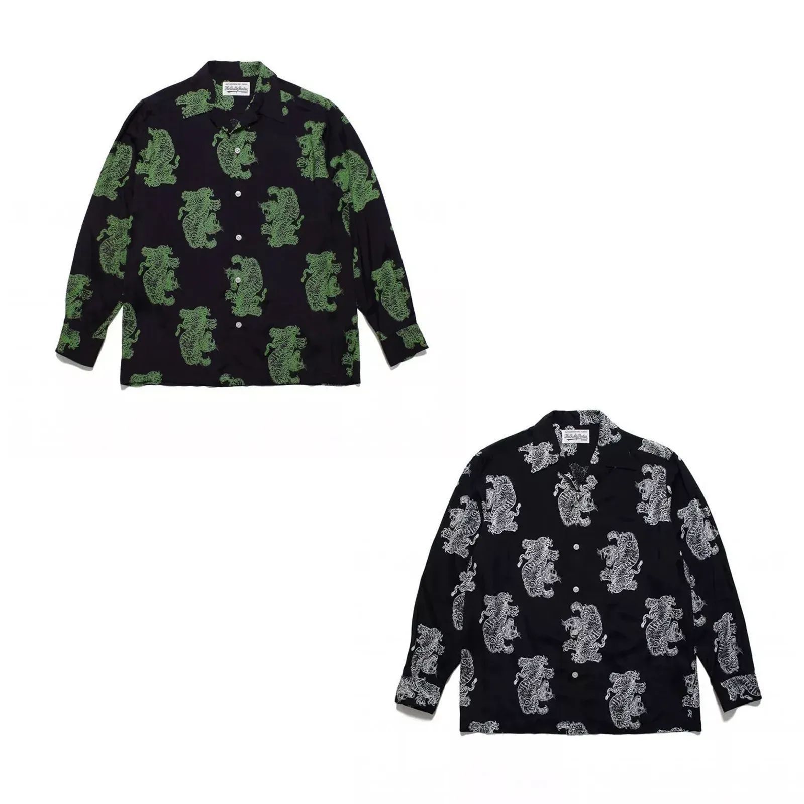 【入手困難・新品未使用】魅力が詰まったWACKO MARIAワコマリア×TIM LEHIコラボ　虎モチーフ　開襟ハワイアンシャツ長袖　ユニセックス　2カラー
