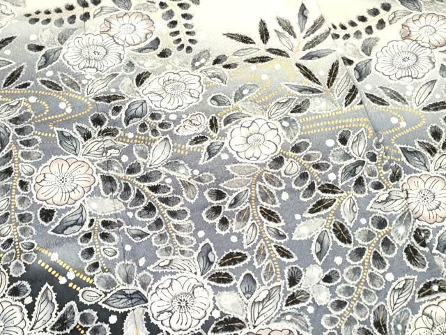 平和屋着物○訪問着 辻が花 暈し染め 黒地 金彩 正絹 逸品 DAAR0209yyy