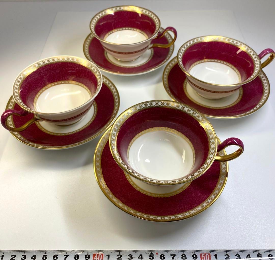 洋3 ウェッジウッド ユーランダーパウダールビーカップ＆ソーサー4客