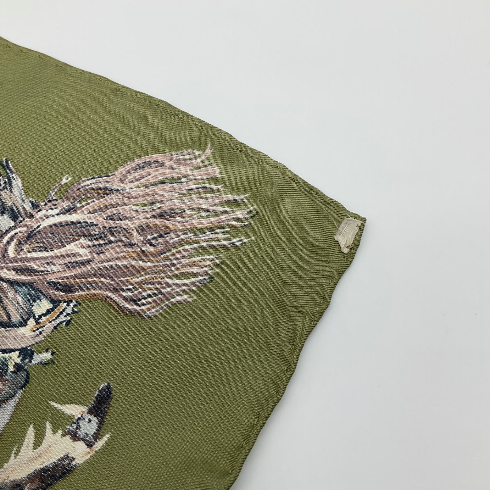 HERMES エルメス カレ90 スカーフ シャンピニオン きのこ グリーン系