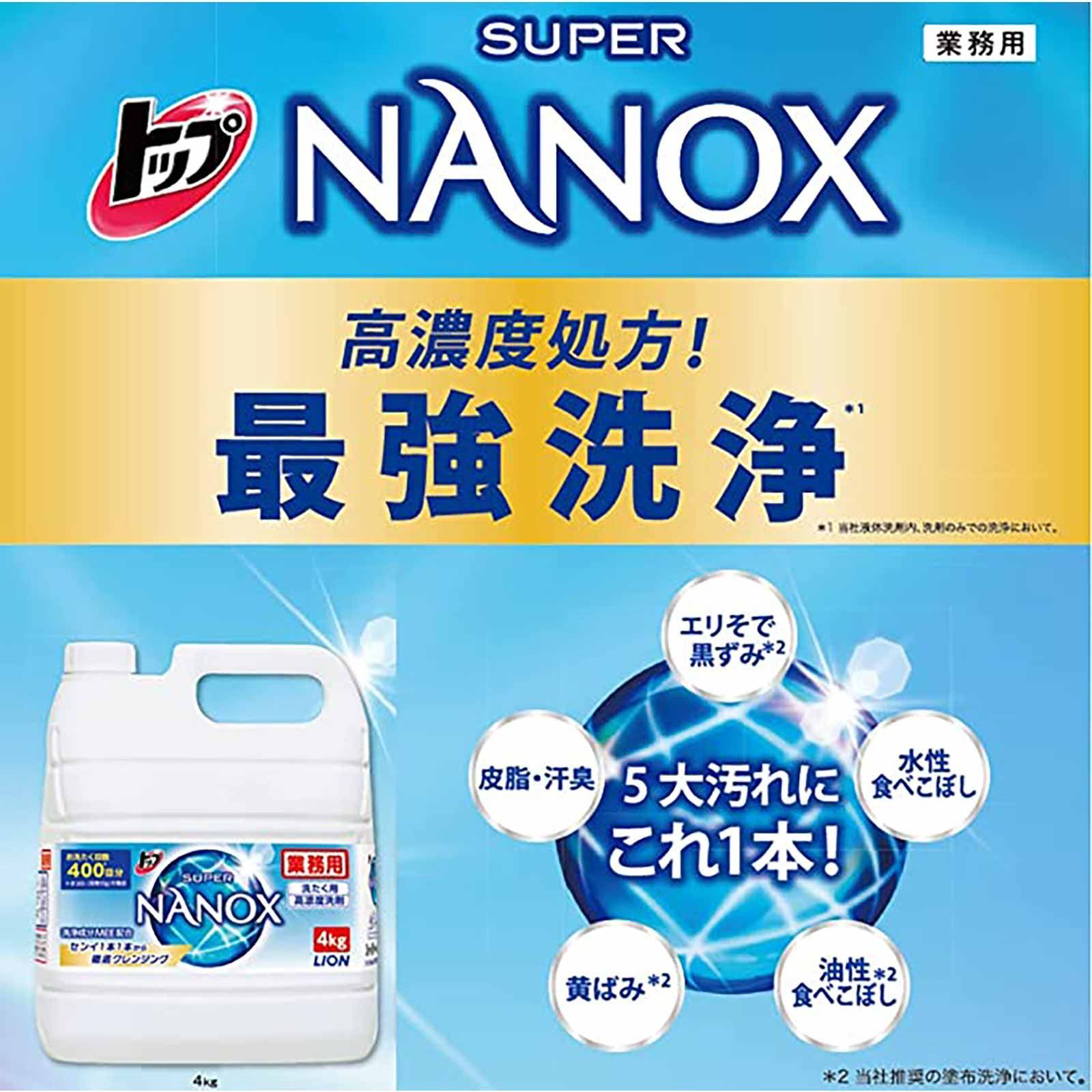 【新品・未開封品】トップ　スーパーナノックス NANOX 4kg 衣料用液体洗剤 業務用 HM0725 0826ML024 0120240816100966