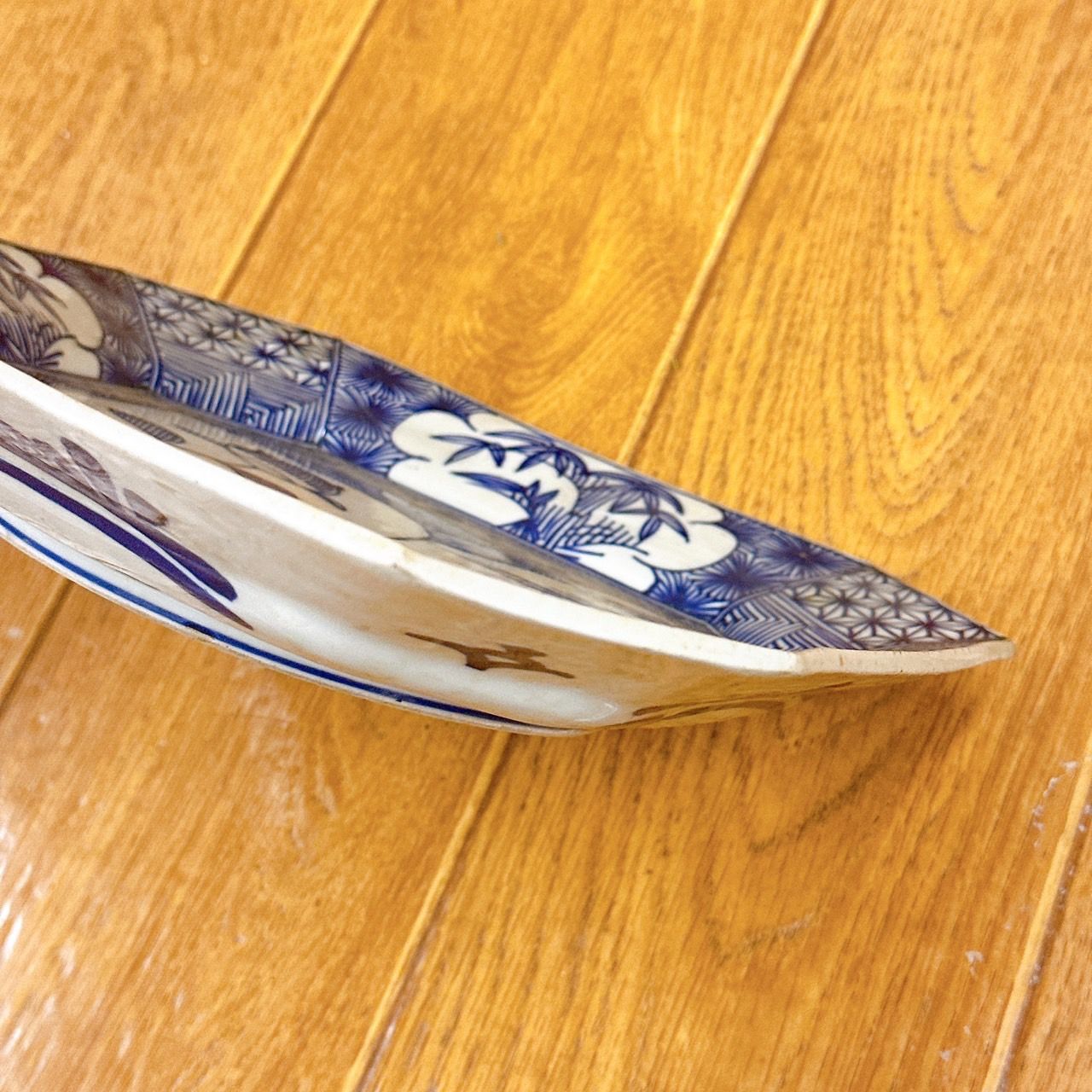 伊万里　染付隅切角皿　10枚　19cm　明治期 伊万里 染付 菊蝶文四方隅入角皿 - Dr.K の日記
