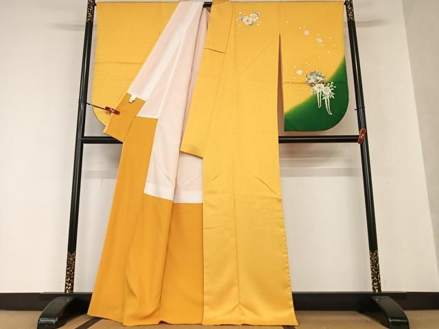 平和屋着物●小振袖　二尺袖　花鞠文　暈し染め　金彩　洗える着物　AAAW9262zg 平和屋着物○小振袖 二尺袖 花鞠文 暈し染め 金彩 洗える着物