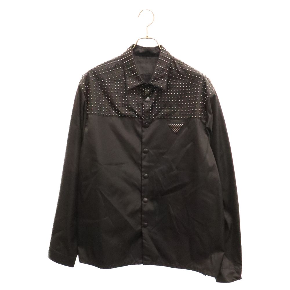 PRADA プラダ 22SS Re-Nylon Studs Shirt SC591 リナイロン スタッズ 長袖シャツ ブラック PRADA (プラダ) 22SS Re-Nylon Studs Shirt SC591 リナイロン スタッズ