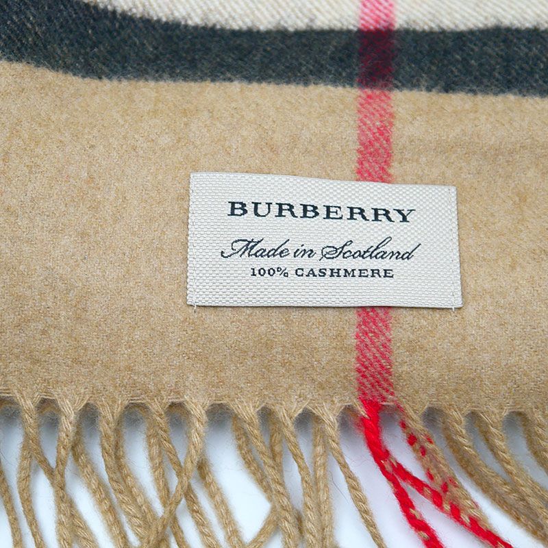 バーバリー BURBERRY カシミヤマフラー チェック ブラウン 168×30  