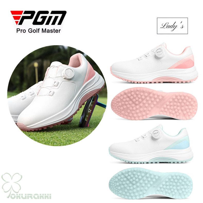 ゴルフ ゴルフシューズ 夏用 快適 通気 ダイヤル式 ソフトスパイク レディース スパイクシューズ スニーカー 靴 女子 防水 人工皮革 2506gfshoe05*カラー-WHITE/PINK