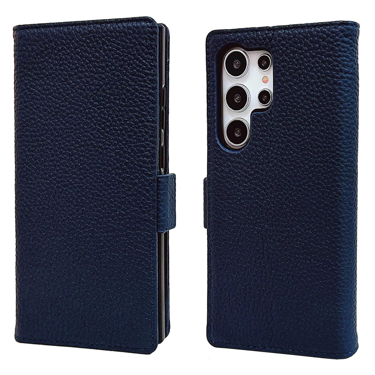 【人気商品】手帳型 カバー 本革 耐衝撃 保護 カバー ケース 本革 内蔵マグネッ Ultra RFIDト 財布型 S24 携帯カバー カードポケット Galaxy スタンド機能 NanHou Samsung - ロイヤルブルー