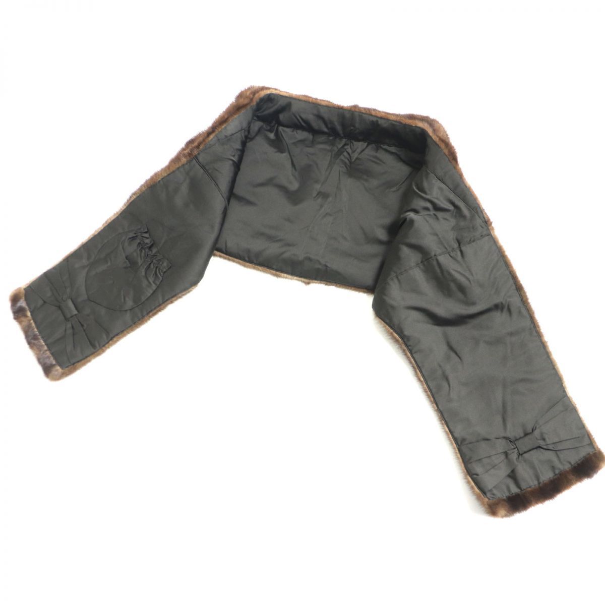美品▽MINK ミンク 本毛皮ショール/ストール ブラウン 毛質艶や