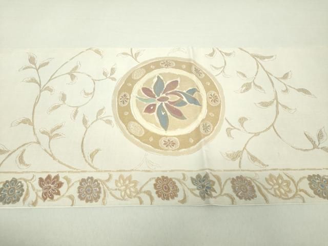 平和屋着物●洛風林　工芸帯地　銀座きしや　六通柄袋帯　花丸文　金糸　引箔　正絹　逸品　DAAS3561ps 平和屋着物○洛風林 工芸帯地 銀座きしや 六通柄袋帯 花丸文 金糸 引箔