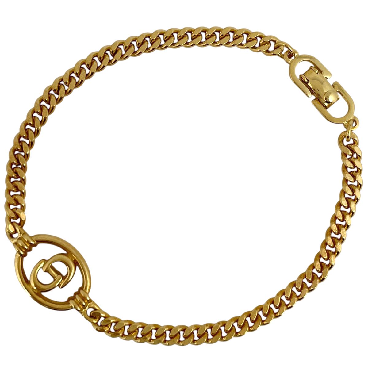 クリスチャンディオール Christian Dior ロゴ チェーン ブレスレット オーバル CD ブレスレット GP ゴールド レディース