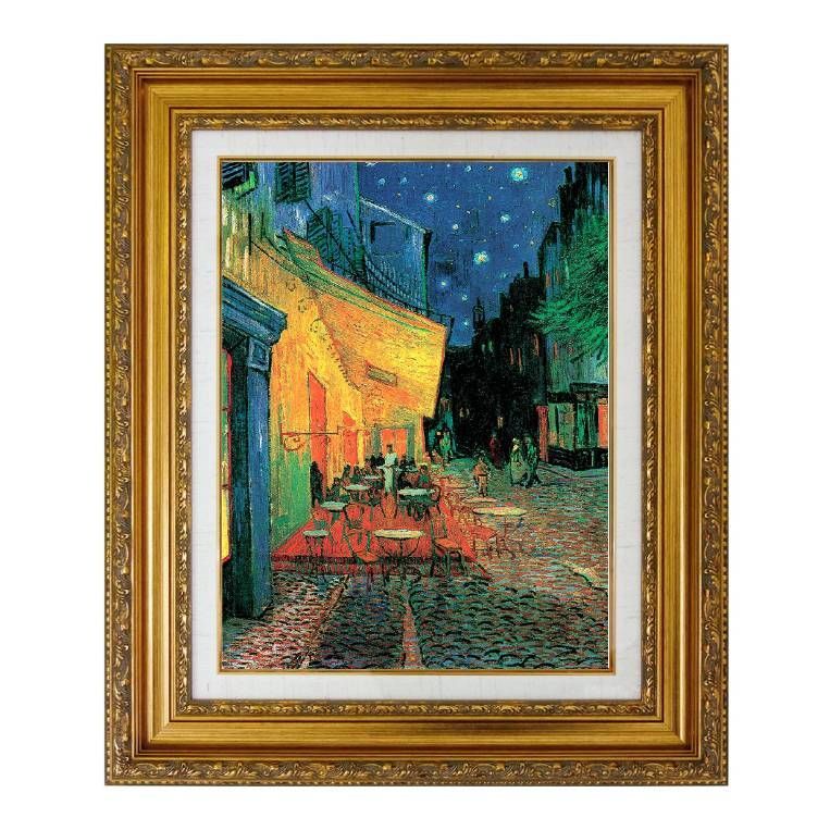 絵画 F6号 ゴッホ 『夜のカフェテラス』 複製画 透明ジェル加工 額入り