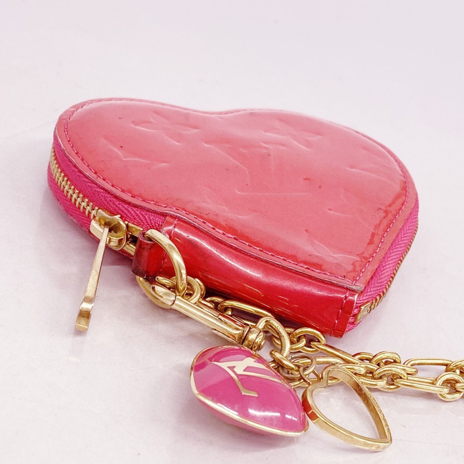 ルイヴィトン ヴェルニ ハート チャーム付き コインケース ピンク ルイ