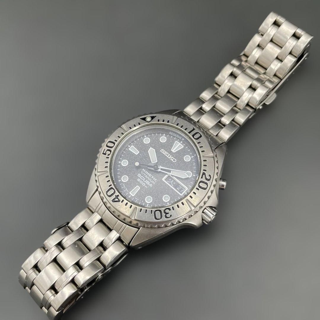 二次電池交換済】SEIKO チタン KINETIC ダイバーズウォッチ 5M43