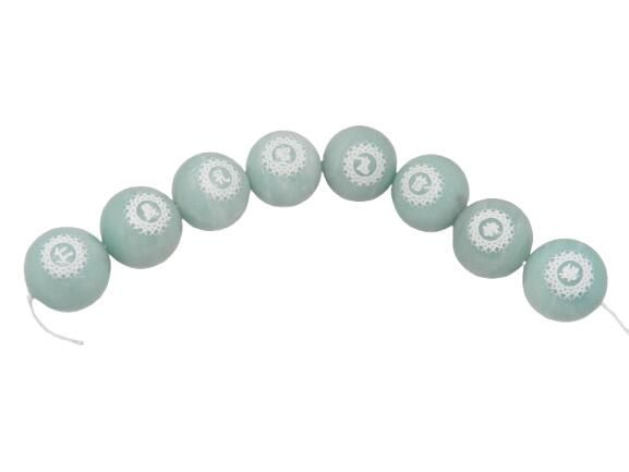 セール，得価 彫刻ビーズ アマゾナイト 20mm タイプ４ 里見八犬伝 セット売り 横穴 八徳「仁・義・礼・智・忠・信・孝・悌」天然石 パワーストーン / インペリアルオーラ おしゃれ かわいい オシャレ 可愛 小物・アクセサリー