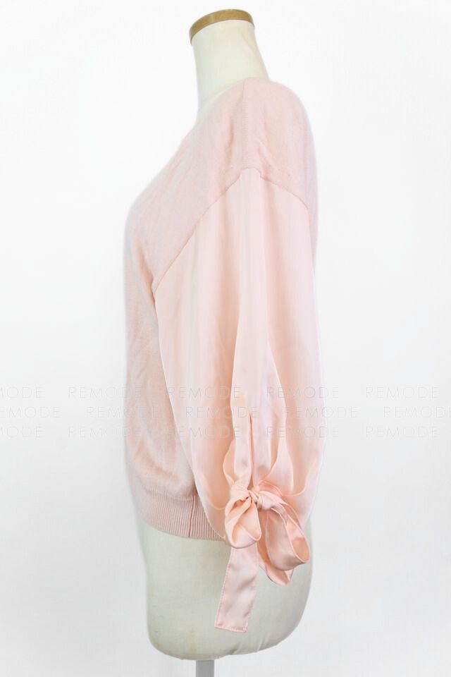 FOXEY｜シフォンリボンスリーブニットプルオーバー