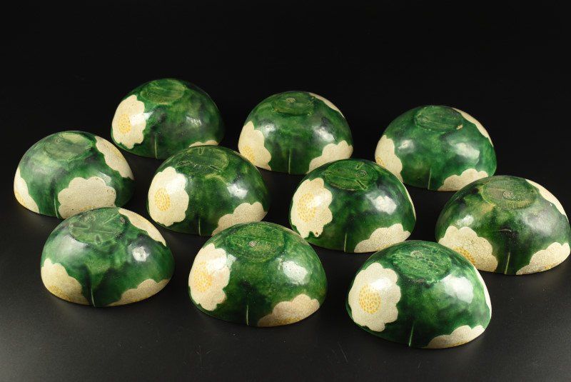 蔵A3767a 中村梅山 乾山写 青楽花図 向付 十客 IMPECCABLEHEALTHCARESERVICES_COM