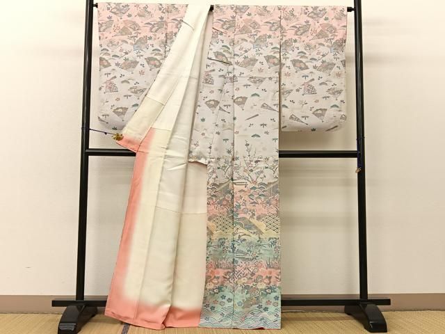 平和屋着物□訪問着 花蝶文 暈し染め 金銀彩 正絹 逸品