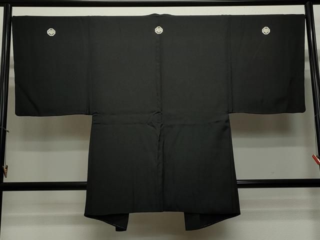 リッチな 平和屋着物＃男性 長羽織 黒紋付き 正絹 CAAT5851id