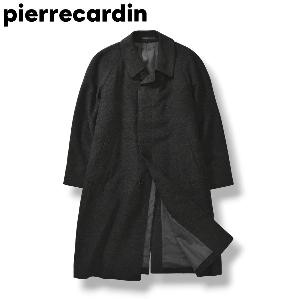 【美品】 【最高級】 ピエールカルダン pierrecardin カシミヤ混ウール ステンカラーコート A4 グレー メンズ