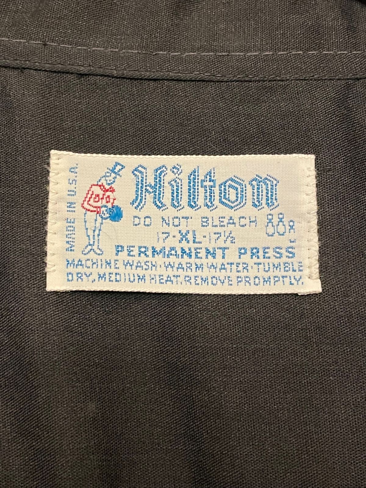 Hilton ボウリングシャツ 70s PERMANENT PRESSタグ 希少 MADE IN USA製 70s PERMANENT PRESSタグ Hilton 半袖