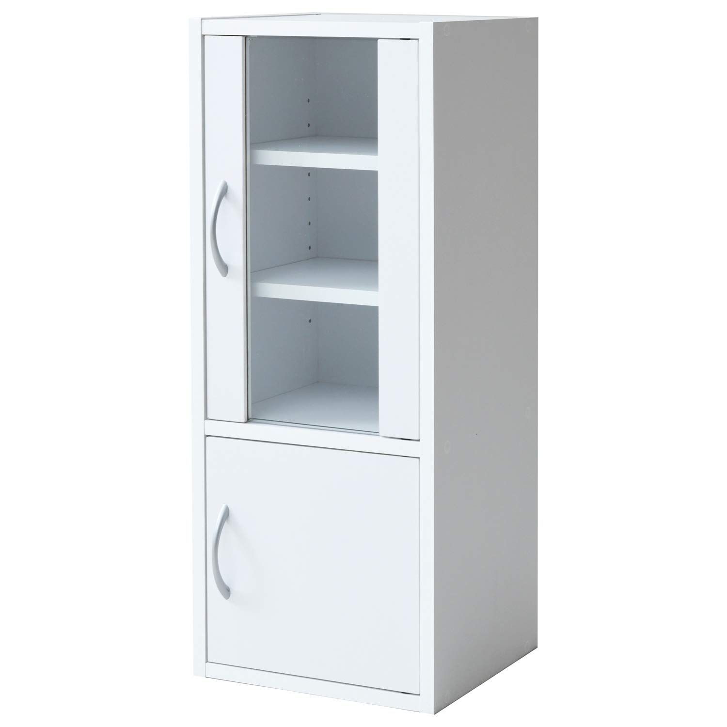 在庫セール 山善 食器棚 スリム 幅32㎝ ミニ 高さ80×奥行29㎝ 扉が左右付け替えられる|棚板高さ調節 一人暮らし 組立品 ホワイト CCB-8030 WH