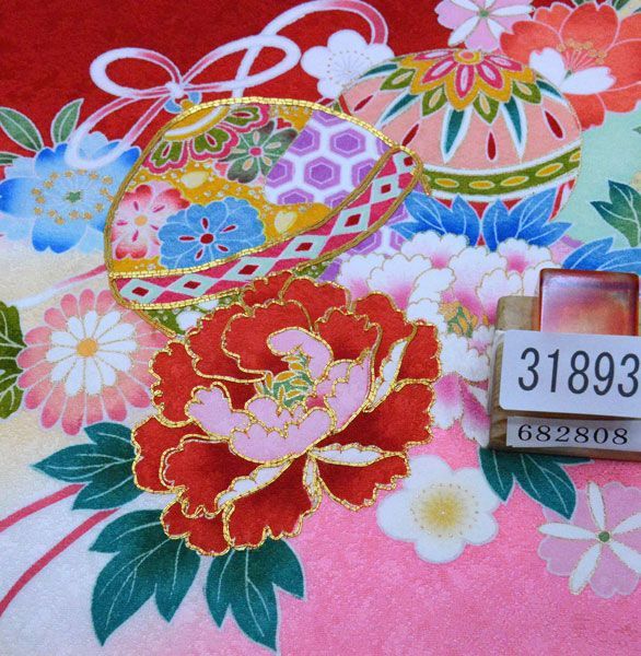 お宮参り 産着 女児 正絹 のしめ 豪華絢爛 金刺繍 綸子地 祝着 NO31893 
