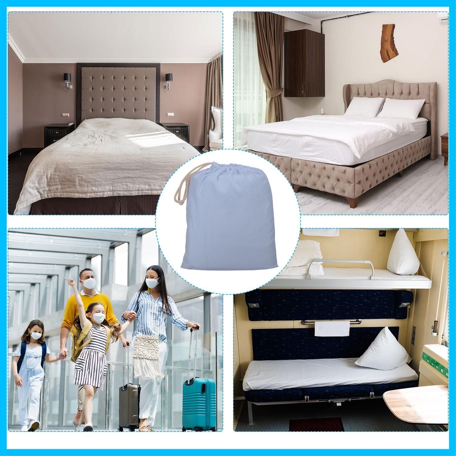 寝袋ライナー ソフト 軽量 トラベルキャンプシートスリープサック cm 大型寝袋 キャリーバッグ付き 210x180 ダブル大人用 キャンプ 旅行 PATIKIL ホテル用 ブルー