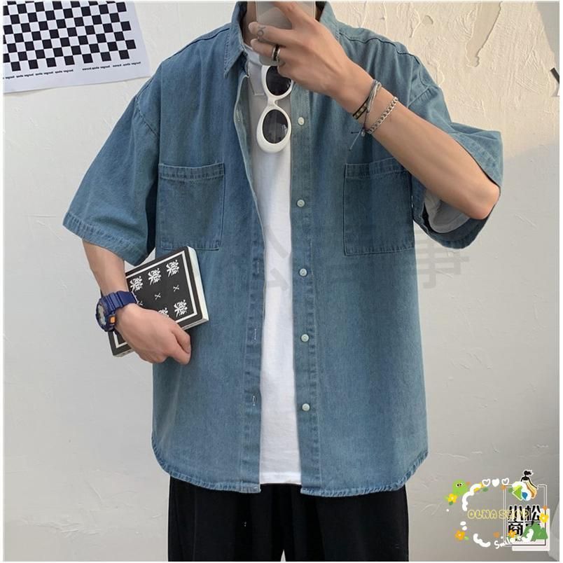 メンズ 半袖シャツ デニムシャツ 大きめ 5分袖 T01200 楽天市場】【在庫一掃SALE】【SALE】半袖シャツ メンズ 5分袖