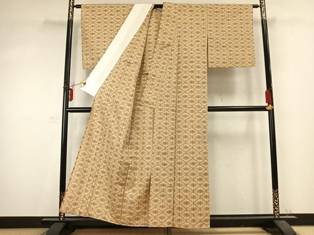 平和屋着物□上質な紬 幾何学文様 正絹 逸品 AABB8880sx