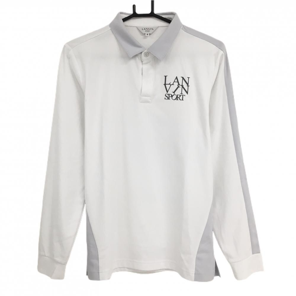 美品】ランバンスポール 長袖ポロシャツ 白×ライトグレー 袖