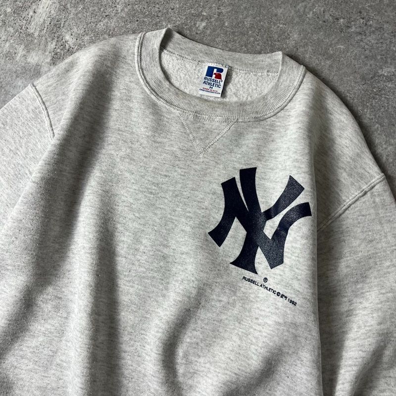 特価商品 スウェット USA製 MLB 90s YANKEES プリント グレー トップス